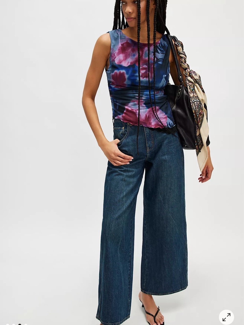 Free People Blue Ash Knit Top in Night Combo, Like New, Never Worn, Washed Once